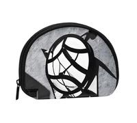 Mini sac de rangement portable en polyester imprimé pour clés de musique sur le thème musical, Noir , Taille unique