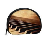 Mini sac de rangement portable en polyester imprimé pour clés de piano sépia, Noir , Taille unique