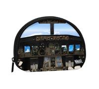 Mini sac de rangement portable en polyester imprimé pour cockpit d'avion en forme de coquillage, Noir , Taille unique