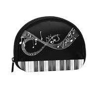 Mini sac de rangement portable en polyester imprimé pour guitare et piano en forme de coquillage, Noir , Taille unique