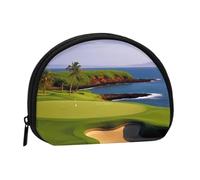 Mini sac de rangement portable en polyester imprimé pour parcours de golf en forme de coquillage, Noir , Taille unique