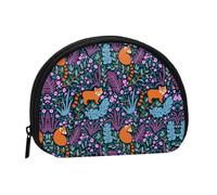 Mini sac de rangement portable imprimé chat en forme de coquillage petit portefeuille pour pièces de monnaie