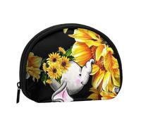 Mini sac de rangement portable pour la mère et le bébé, motif éléphant, tournesol, porte-monnaie élégant et compact, adapté pour un transport quotidien, Noir , Taille unique