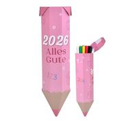 Mini sac d'école à remplir, sac cadeau, emballage cadeau pour les débutants, sac d'école en forme de crayon, boîte en carton solide pour fournitures scolaires pour la rentrée des classes (rose)