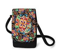 Mini Sac Hippie, Sac à bandoulière Ethnique Boho, Hobo Crossbody-Sac en Toile pour Femme avec Sangle réglable, Petit Sac à Main pour Fille, Porte-Monnaie Vintage brodé Fleur pour téléphone
