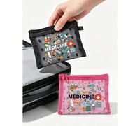 Mini sac médical portable en maille avec motif de lettres "Médicament", trousse de premiers secours compacte, sac médical portable pour l'extérieur, sac de rangement pour fournitures médicales quotidi