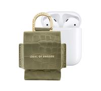 Mini Sac pour AirPods 1 / 2 Modèle Flo Texturé Croco avec Mousqueton Vert