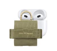 Mini Sac pour AirPods 3 Modèle Flo Texturé Croco avec Mousqueton Vert