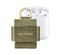 Mini Sac pour AirPods 1 / 2 Modèle Flo Texturé Croco avec Mousqueton Vert