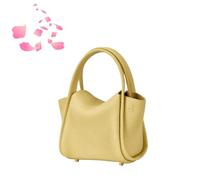 Mini sac seau en cuir de vachette pour femme, sac à main classique léger, sac à bandoulière tendance, portefeuille à bandoulière amovible, jaune, 6.69in * 3.35in * 4.92in