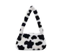 Mini sacs à bandoulière imprimé vache for femmes, d'hiver en peluche, sous les bras, motif léopard zèbre, fourre-tout moelleux, petits main(Cow pattern)