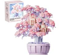 Mini Sakura Arbre Maison Construire Bloc Set, 547 Pièces Mini Kit de Construction de Cabane dans Les Arbres, MOC Modulaire Maison Architecture Blocs, Mini Botanique Collection jeux de construction