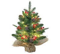 Mini Sapin de Noël,60cm Sapin de Noel Artificiel avec éclairage LED,Table Artificiellement Décorée avec Ornements et Base en Toile de Jute pour la Fête De Vacances,Table à Manger,l'Avent