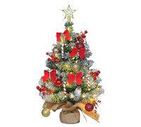 Mini Sapin de Noël,60cm Sapin de Noel Artificiel avec éclairage LED,Table Artificiellement Décorée avec Ornements et Base en Toile de Jute pour la Fête De Vacances,Table à Manger,l'Avent