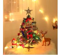 Mini sapin de Noël artificiel 50 cm, sapin de Noël avec guirlande lumineuse et ornements, décoration de table de Noël