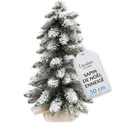Mini sapin de Noël artificiel - CREATIVE HOME - Enneigé - 50 cm - Décoration de table - Matériaux naturels