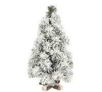 Mini Sapin de Noël Artificiel Givré et Enneigé sur Pied en Bois - Décoration de Table et de l'Avent - Petit Sapin Blanc Artificiel