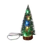 Mini Sapin de Noël avec Base en Bois Artificiel à LED, alimenté par Batterie, décoration de Bureau en pin Blanc pour la Photographie à Domicile et au Bureau, Table de 25 cm, Petit Sapin de Noël,