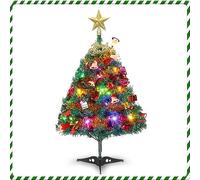 Mini Sapin de Noël, Petit Arbre de Noël Artificiel de Table de 24 Pouces / 60 cm avec chaîne Lumineuse LED et décorations pour la décoration de la Chambre et du Bureau