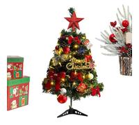 Mini sapin de Noël pré-éclairé de 43,2 cm avec lumières | Arbre festif compact pour bureau, table, étagère, chambre à coucher, bureau et présentations saisonnières avec une ambiance