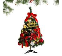 Mini sapin de Noël pré-éclairé de 43,2 cm avec lumières | Arbre festif compact pour bureau, table, étagère, chambre à coucher, bureau et présentations saisonnières avec une ambiance