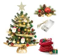 Mini Sapin De Noëls Artificiel,60cm Sapin De Noel Lumineux LED avec Eclairage LED,Petit Sapin De Noël pour Table,Rebord De Fenêtre,Décorations De Bureau,Décoration De Noël,Décoration De Bureau(Vert)