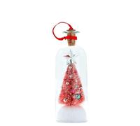 Mini sapins de Noël dans une bouteille, décoration de message vocal enregistrable avec bouchon en liège, sapin de Noël en verre et scène enneigée, mini arbres de Noël pour la famille et les amis (rose