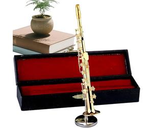 Mini saxophone - Laiton 17 x 5 x 3 cm | Mini saxophone plaqué or | Instrument de musique en laiton à collectionner avec support | Instrument de collection avec support pour présentation, cadeau et