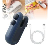 Mini scellant de sac, 2 en 1, scellant à chaud avec cutter et aimant, rechargeable par USB, portable, scellant à chaud pour collations, bonbons, sacs en plastique et stockage des aliments (bleu)