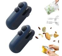 Mini scelleuse avec coupe-sac et aimant, mini scelleuse de sacs à collation 2 en 1, scelleuse à pression manuelle domestique, machine de thermoscellage portable pour sacs en plastique (2*Blue)