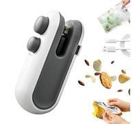 Mini scelleuse avec coupe-sac et aimant, mini scelleuse de sacs à collation 2 en 1, scelleuse à pression manuelle domestique, machine de thermoscellage portable pour sacs en plastique (White)