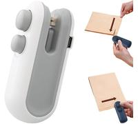 Mini scelleuse de sacs et coupe-sacs, mini scellant 2 en 1 rechargeable, magnétique portable en plastique pour collations, frites, conservation de la fraîcheur des aliments (blanc)