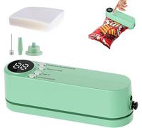 Mini scelleuse sous vide 3 en 1 sans fil - Peut stocker des aliments humides et secs - Avec 5 petits sacs, 1 grand sac, sac de chips de pommes de terre, avec pompe de gonflage à ballon/bouée (vert)