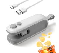 Mini Scelleuse Thermique 2 en 1 avec Cutter et Aimant, Mini Bag Sealer USB Rechargeable, Soudeuse Sac Plastique Portable pour Conservation Alimentaire Cuisine（Blanc）