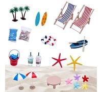 Mini Scène De Plage | Accessoires pour Maison de DIY Scène de Bord de Mer,Set De Mini Figurines D'Île | pour Bureau Appartement Jardin Zen Vitrine Chambre Enfant