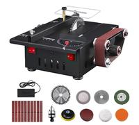 Mini Scie Circulair de Table 200W,scie modelisme 7 vitesses ajustables,Multifonction machine de découpe Micro,Profondeur coupe 30mm,Pinces forage 1.5mm-10mm,Diamètre la lame scie 110mm (A)