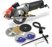 Mini scie circulaire, 115 mm, 600 W, avec pointeur laser - moteur sans balais, coupe le métal/bois, comprend un guide laser.
