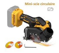 Mini scie circulaire 3 pouces - 19500 RPM - Profondeur réglable - 2 lames - Compatible DeWalt 20V Max - Métal bois tuile plastique
