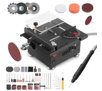 Mini scie circulaire de table 100 W avec 4 lames, hauteur de lame réglable de 0,1 à 16 mm, 7 vitesses, scie de table multifonctionnelle, avec arbre flexible et disque rotatif pour meulage, polissage