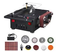 Mini Scie Circulaire De Table 200W Avec Ponceuse À Bande 7 Vitesses, 110mm Lame, Profondeur 30mm, Machine De Découpe Bois Métal DIY