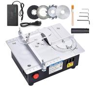 Mini scie circulaire de table, alimentation à 7 vitesses, scie à table réglable de précision avec 4 lames, scie circulaire de table 96 W, lame de scie portable de 0,1 à 15 mm