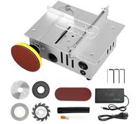 Mini Scie Circulaire de Table avec 4 lames, 96w Scies Circulaires à Table électriques Portable, Angle Réglable Scie sur Table avec Volet de Sécur, pour modélisme, entreprises artisanales, DIY