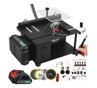 Mini scie circulaire de table avec 51 accessoires et batterie de 3000 mAh | Scie circulaire de table sans fil, angle et hauteur réglable, 0,1 à 35 mm, pour couper le bois, le plastique, la sculpture
