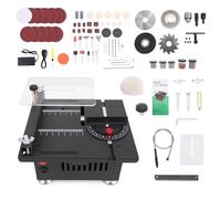 Mini scie circulaire de table électrique pour le travail du bois, coupe en métal, 7 vitesses réglables, réglage de l'angle avec différentes lames de scie, profondeur de coupe relevable