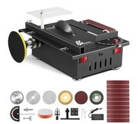 Mini scie circulaire de table et ponceuse à bande, 250 W, mini scie circulaire avec angle de coupe réglable de 0 à 90°, mini bureau électrique avec 4 lames, lame de scie de 30 mm pour artisanat