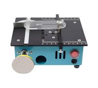 Mini Scie Circulaire de Table, Mini Scie de Table avec Fonction Affûtage - Double Moteur 96W, Vitesse à 7 Niveaux, 4 Lames de Scie Incluses, Lame Diamant, pour Bois/Métal/Plastique (28 x 21 x 13 cm)