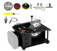 Mini Scie Circulaire de Table Sans Fil, 23 000 tr/min Scie Circulaire Sur Table, avec Arbre Flexible, Mandrin Porte-Foret, Angle de Coupe de 0 à 90°, Compatible avec Makita (Batterie Non Incluse)