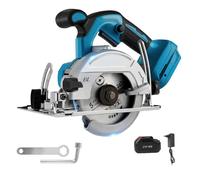 Mini Scie Circulaire Mini Sans Fil,10800 RPM,Scies Circulaires électriques 21V 3,0Ah Batterie,Ø125mm et Rail Guide,Butée Longitudinale,Profondeur Coupe 45mm(45°),pour Bois,Plastique, PVC (1 batterie)
