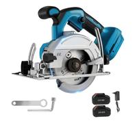 Mini Scie Circulaire Mini Sans Fil,10800 RPM,Scies Circulaires électriques 21V 3,0Ah Batterie,Ø125mm et Rail Guide,Butée Longitudinale,Profondeur Coupe 45mm(45°),pour Bois,Plastique, PVC (2 batteries)