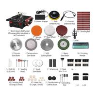 mini scie circulaire sur table 200W & ponceuse à bande, vitesse variable, 7 niveaux réglables, kit de luxeEU